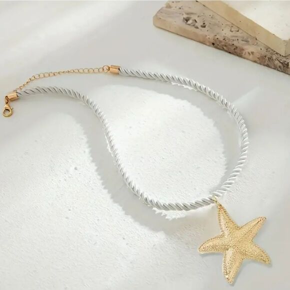 Twisted rope chain necklace with starfish - Picture 4 of 7